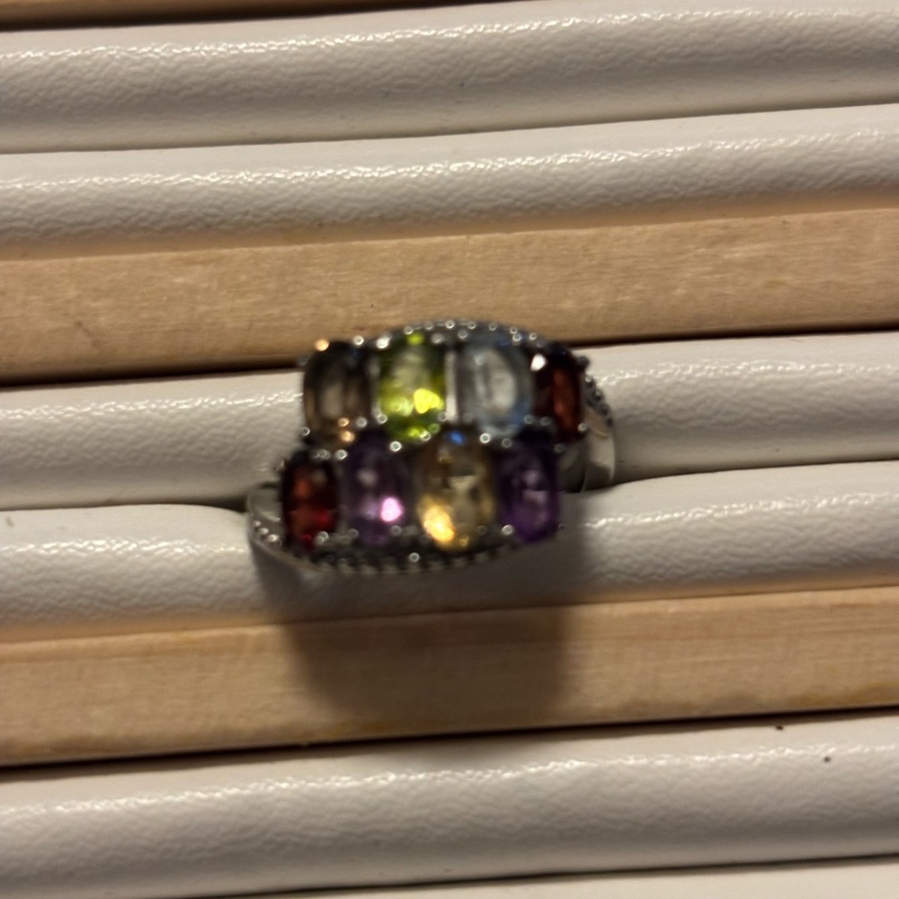 Multi Gemstone Ring Size 8 316 SS